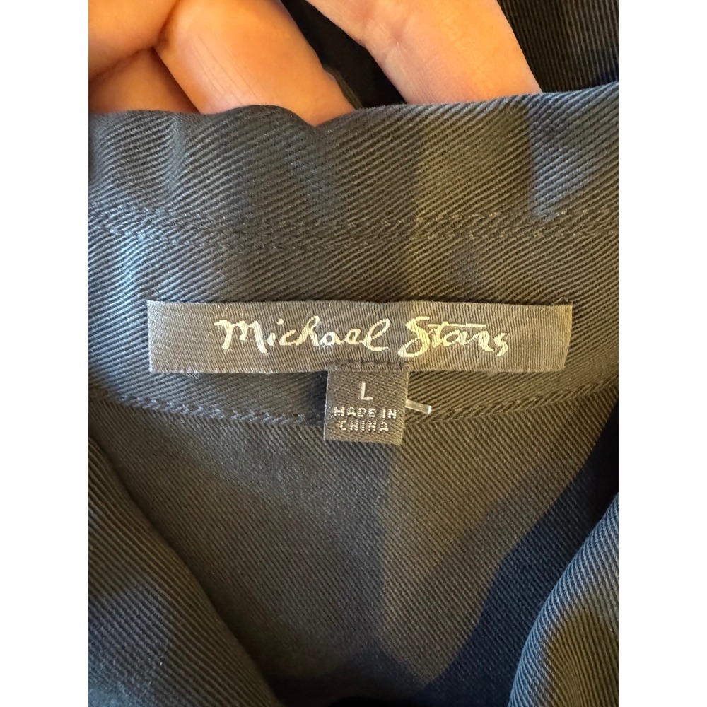 Michael Stars Dress Women Large Black Collared Long Sleeve Shirt Dress Mini NWT - Picture 8 of 11